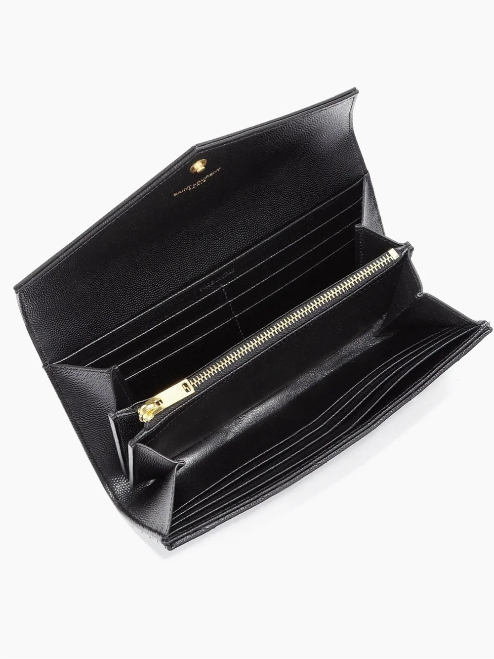 Saint Laurent Black Quilted Envelope Wallet with Gold YSL Logo - Picture 2 of 8